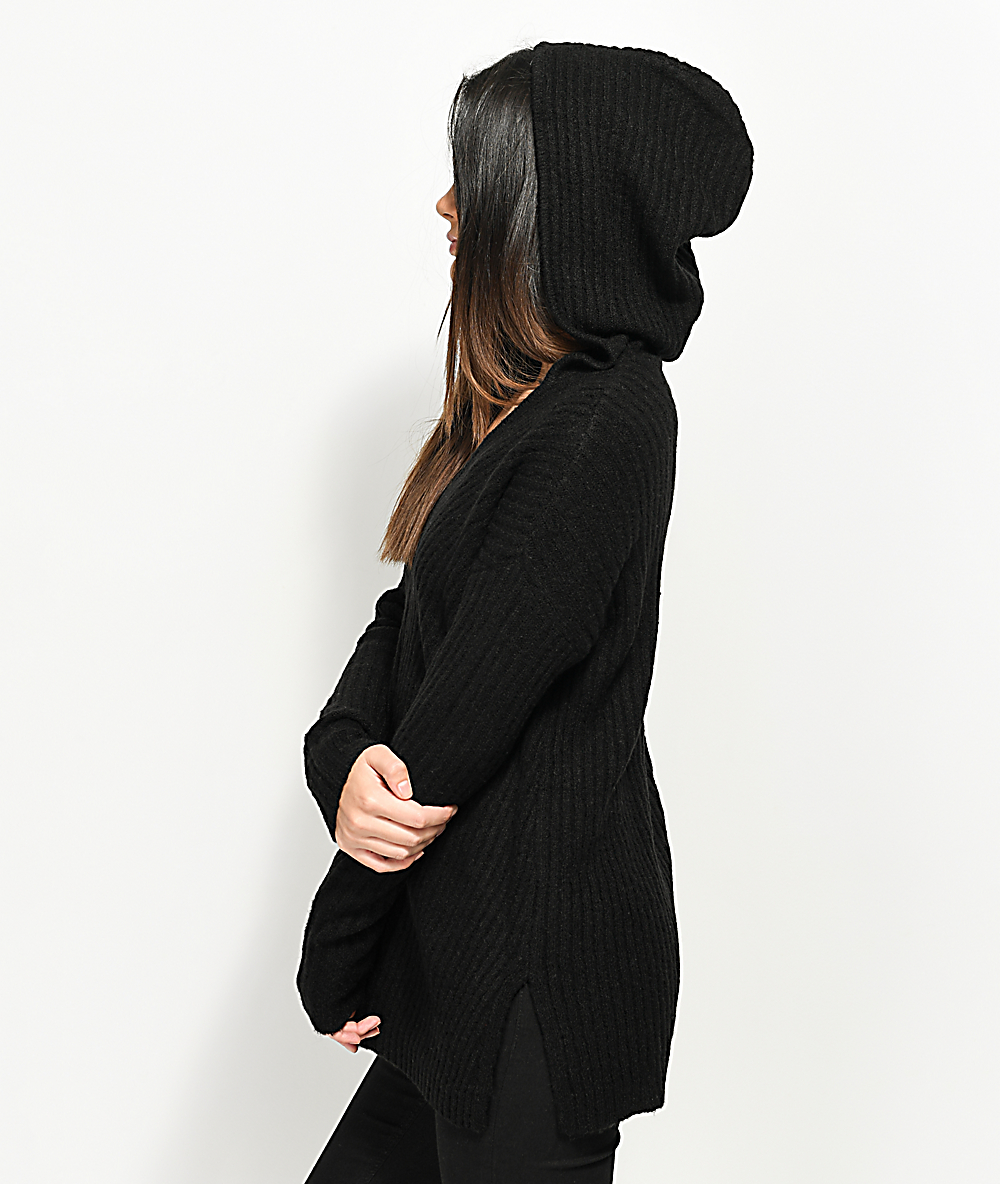 hooded black cardigan