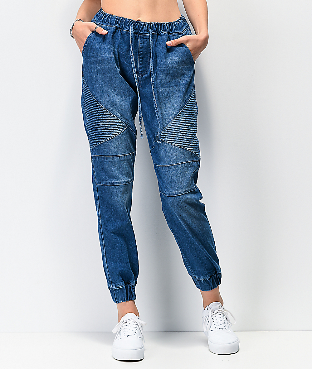 denim moto joggers