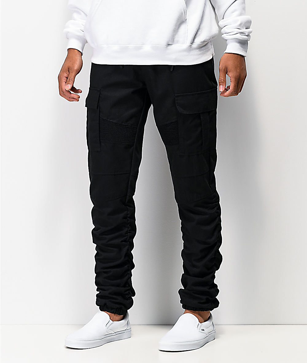 american stitch black cargo moto twill bungee jogger pants