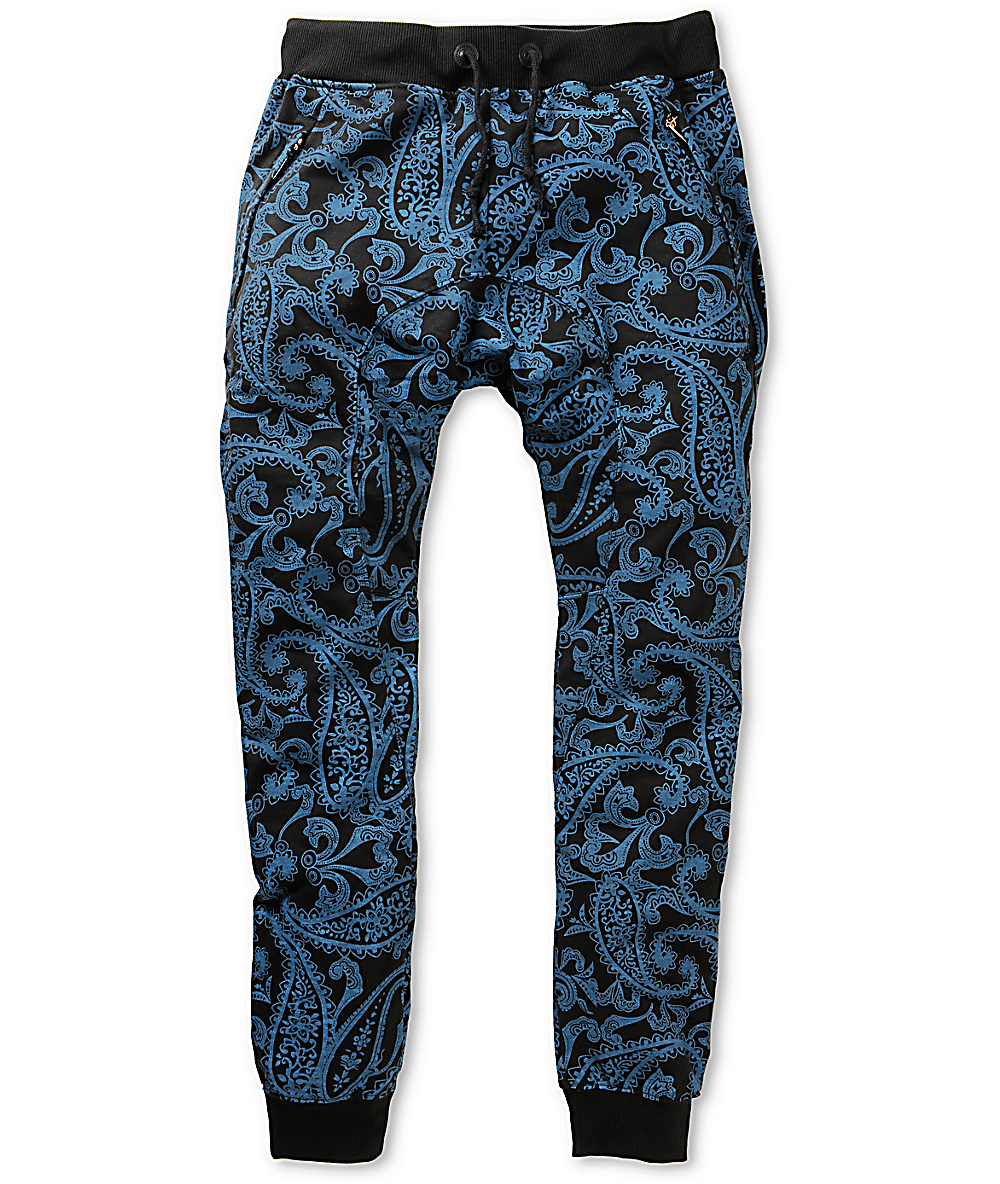 American Stitch Harem Blue Paisley Jogger Sweatpants | Zumiez