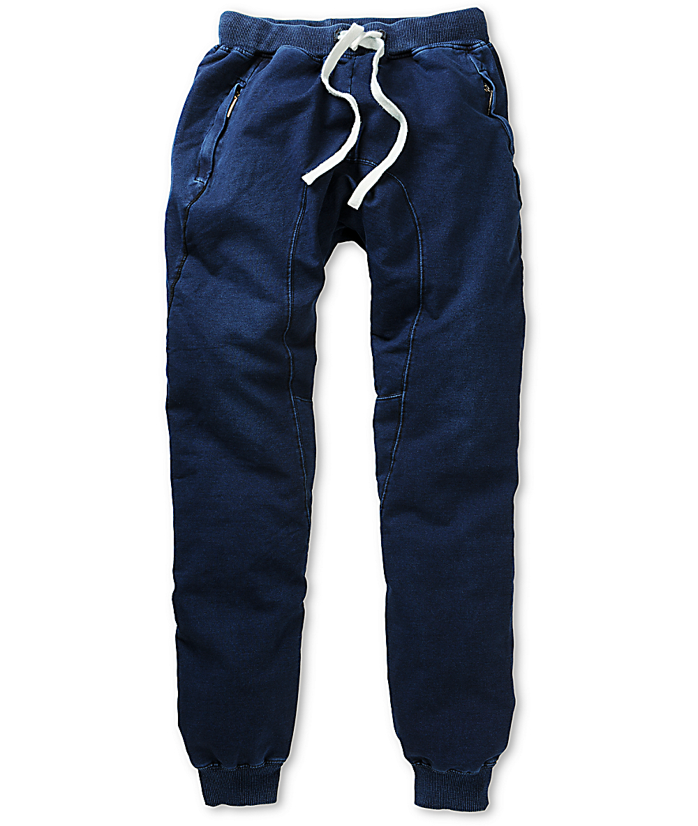 dark denim joggers