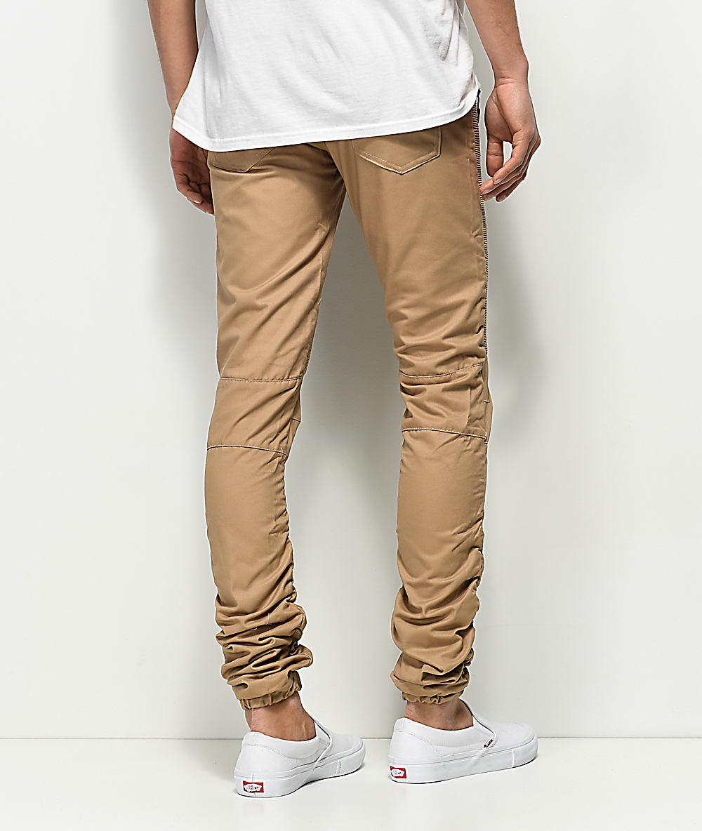 khaki joggers with belt loops