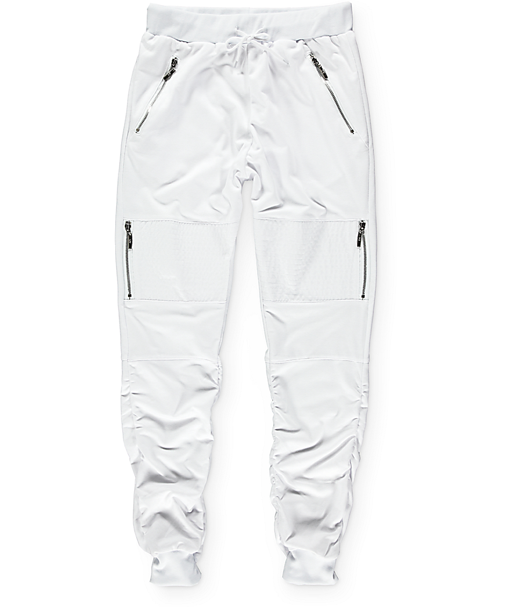 American Stitch White Terry Side Zip Bungee Jogger Pants | Zumiez