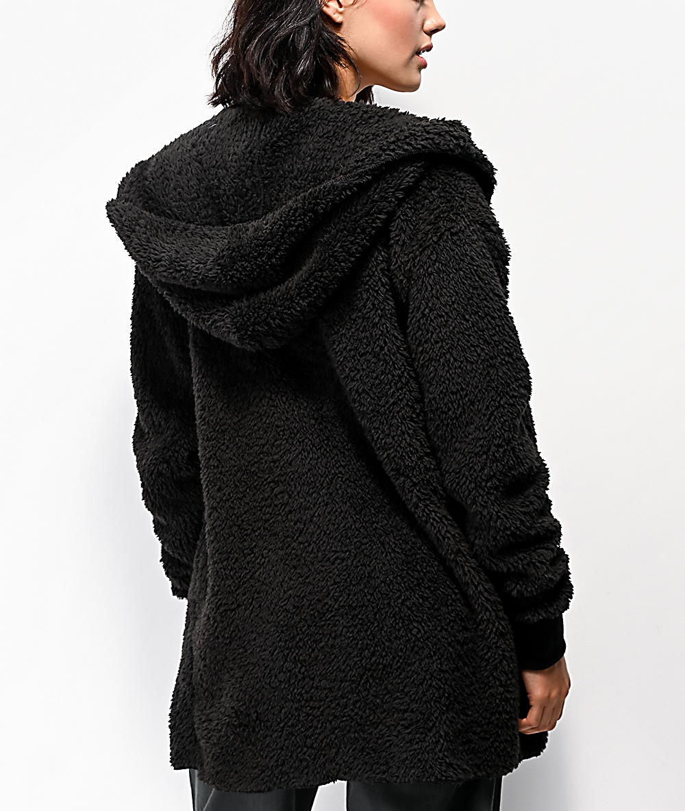 sherpa hooded cardigan