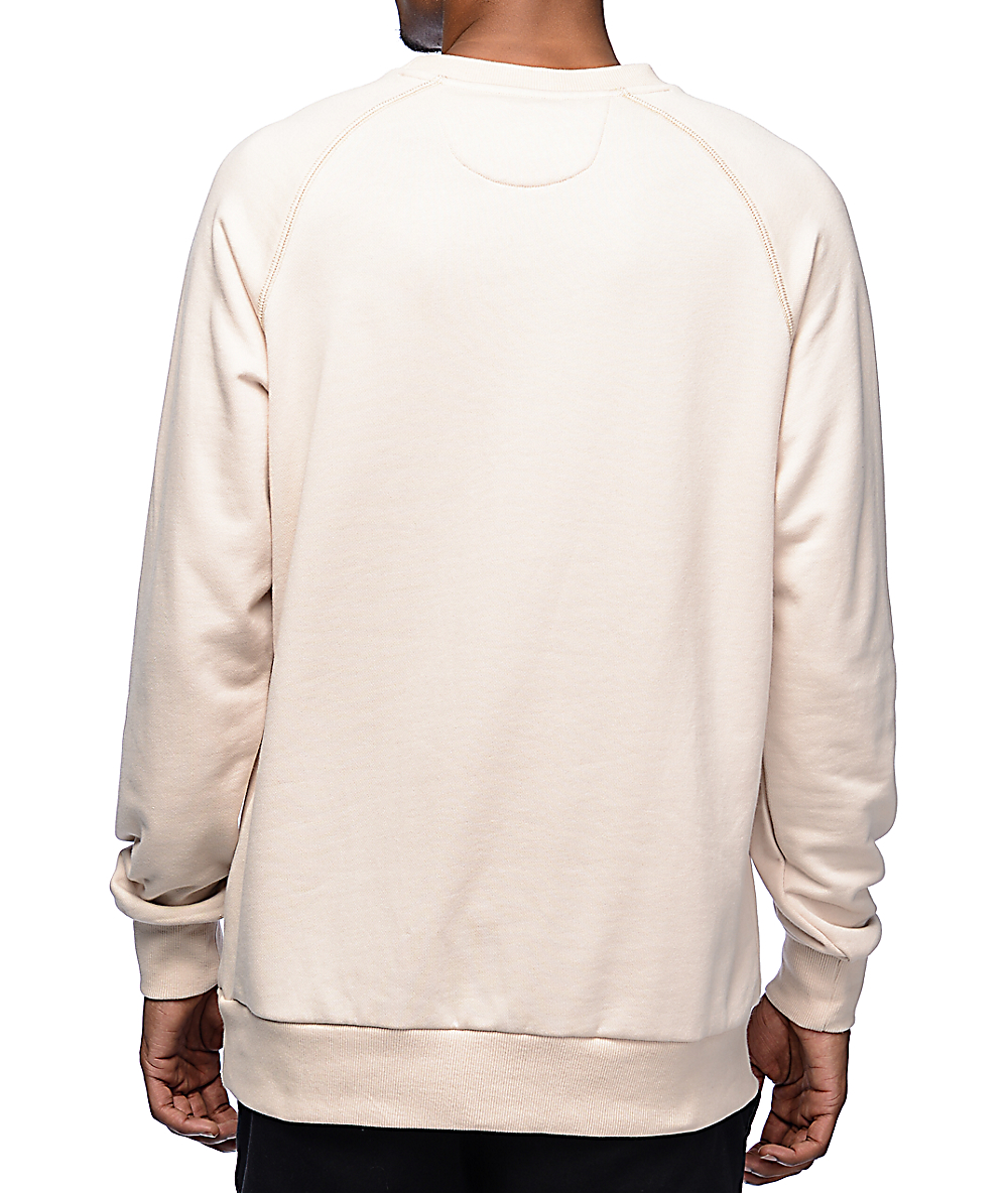 cream colored crew neck sweatshirt