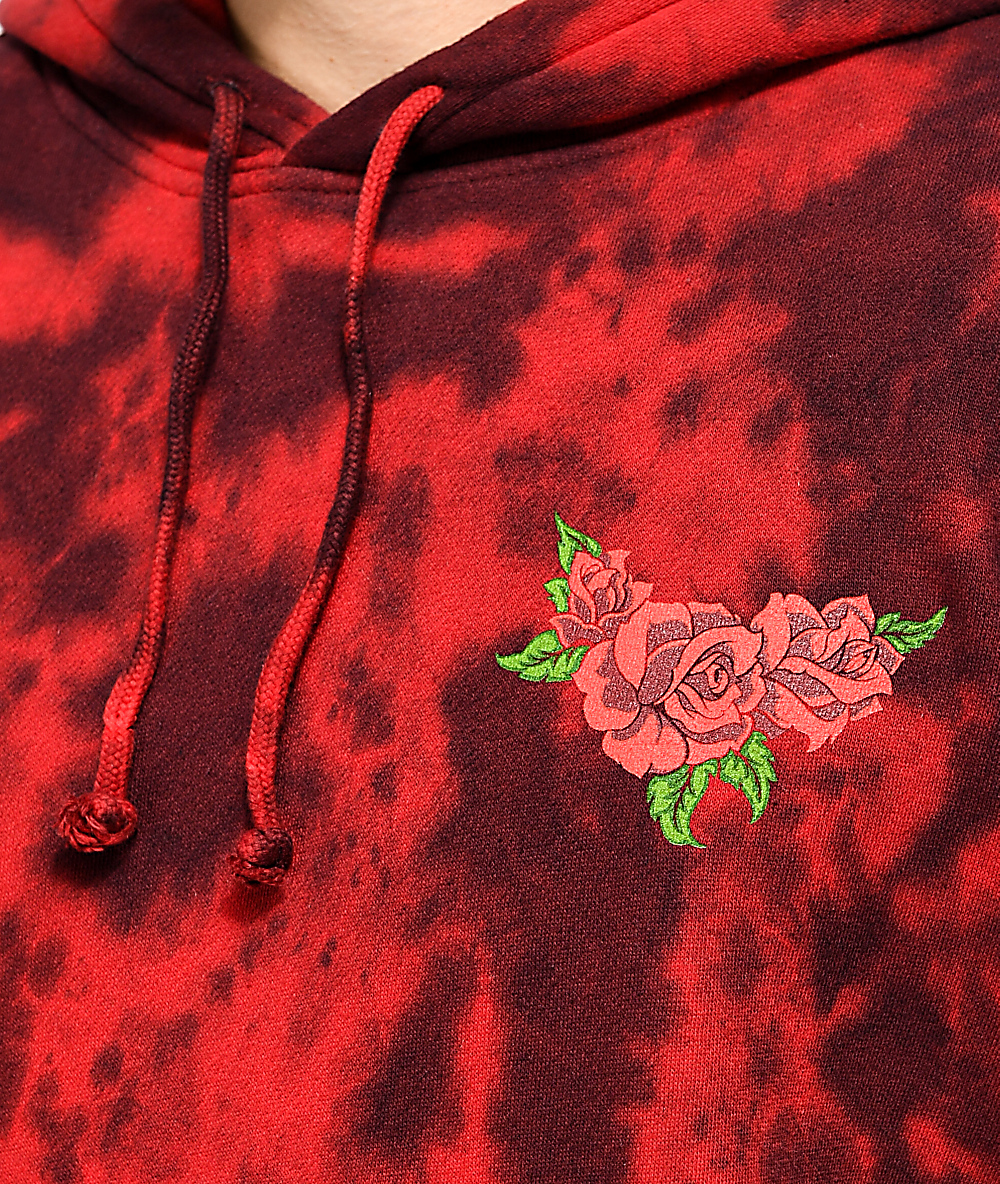 broken promises trio red tie dye hoodie