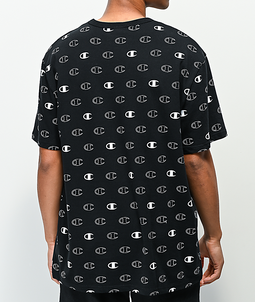 champion all over logo shirt