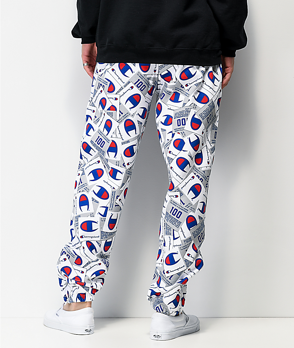 champion sweatpants all over print