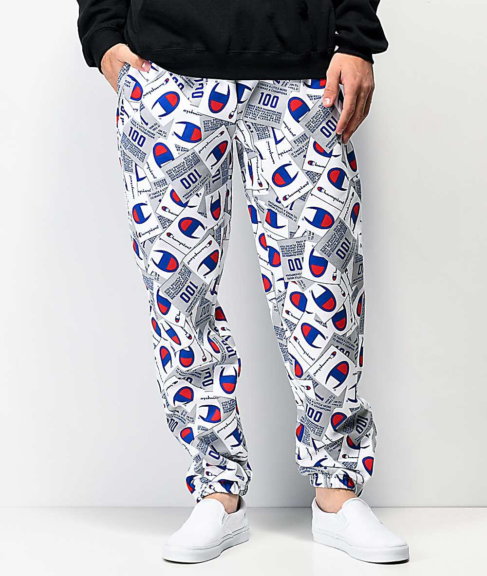 champion sweatpants all over print off 