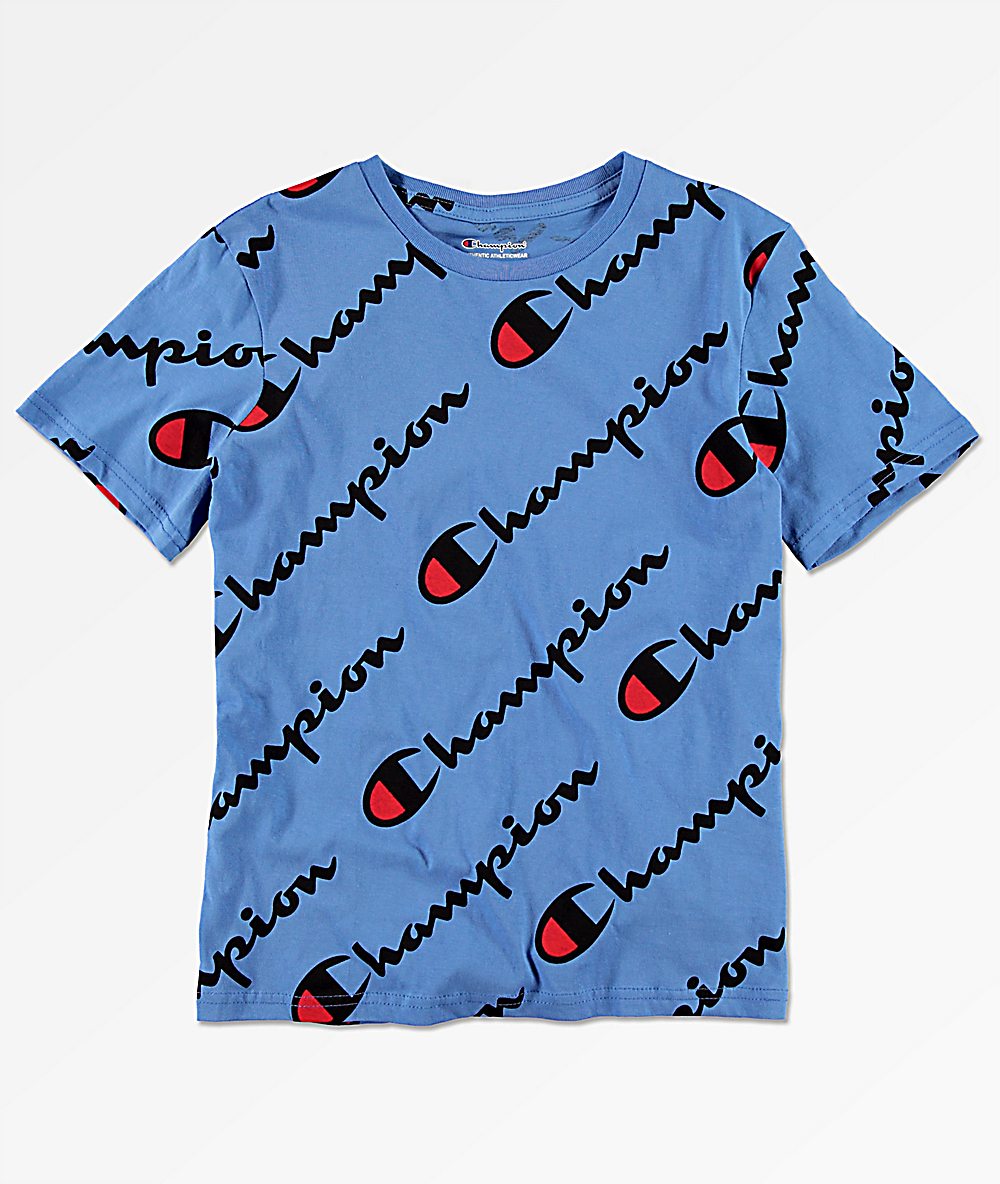 sky blue champion shirt