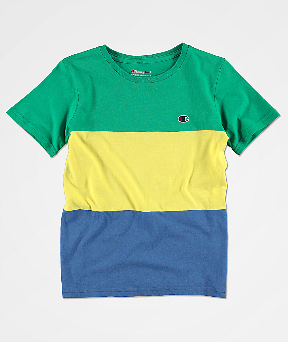 Yellow and blue champion shirt hotsell