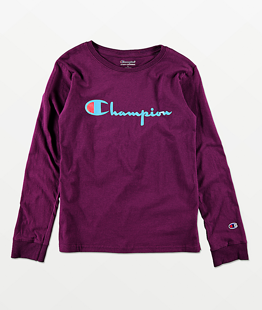 champion long sleeve purple