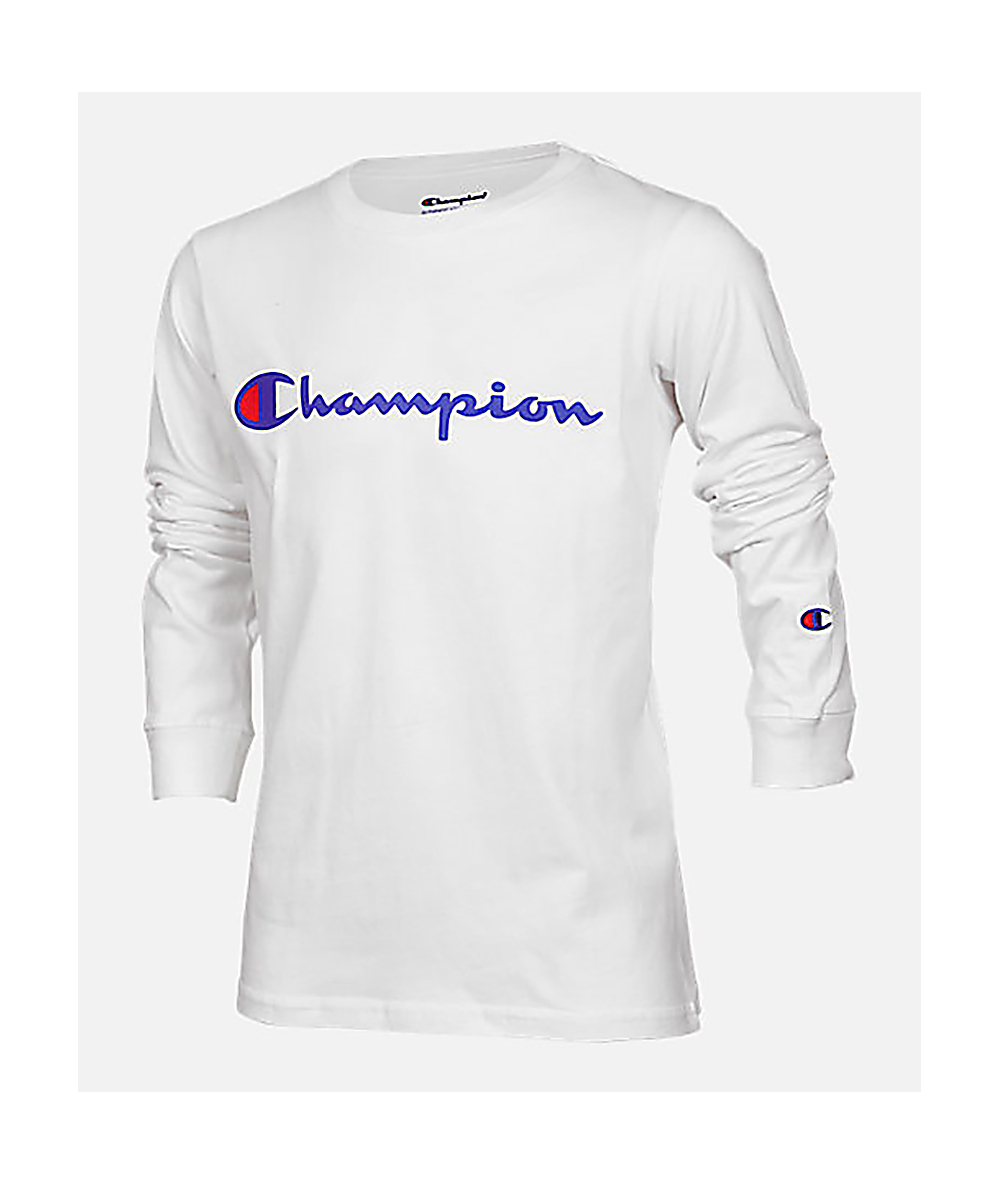 white champion shirt long sleeve