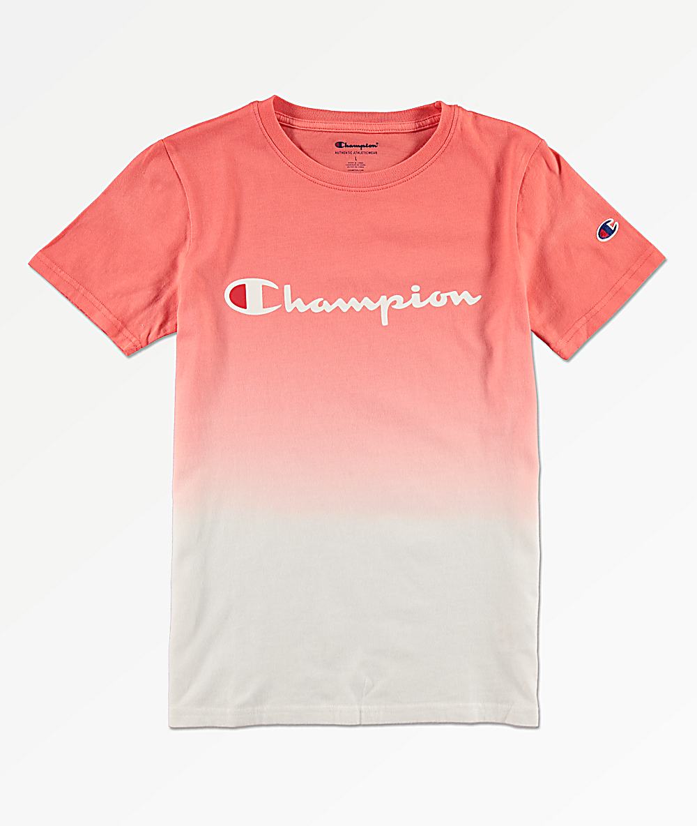 Champion Boys Logo Dip Dyed Groovy Papaya T Shirt