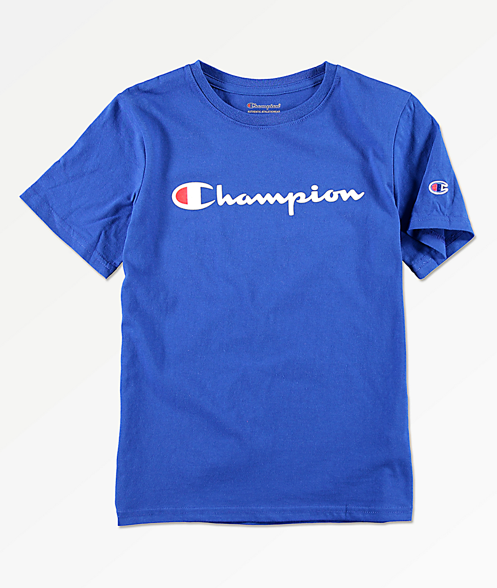 blue champion t shirt \u003e Up to 66% OFF 