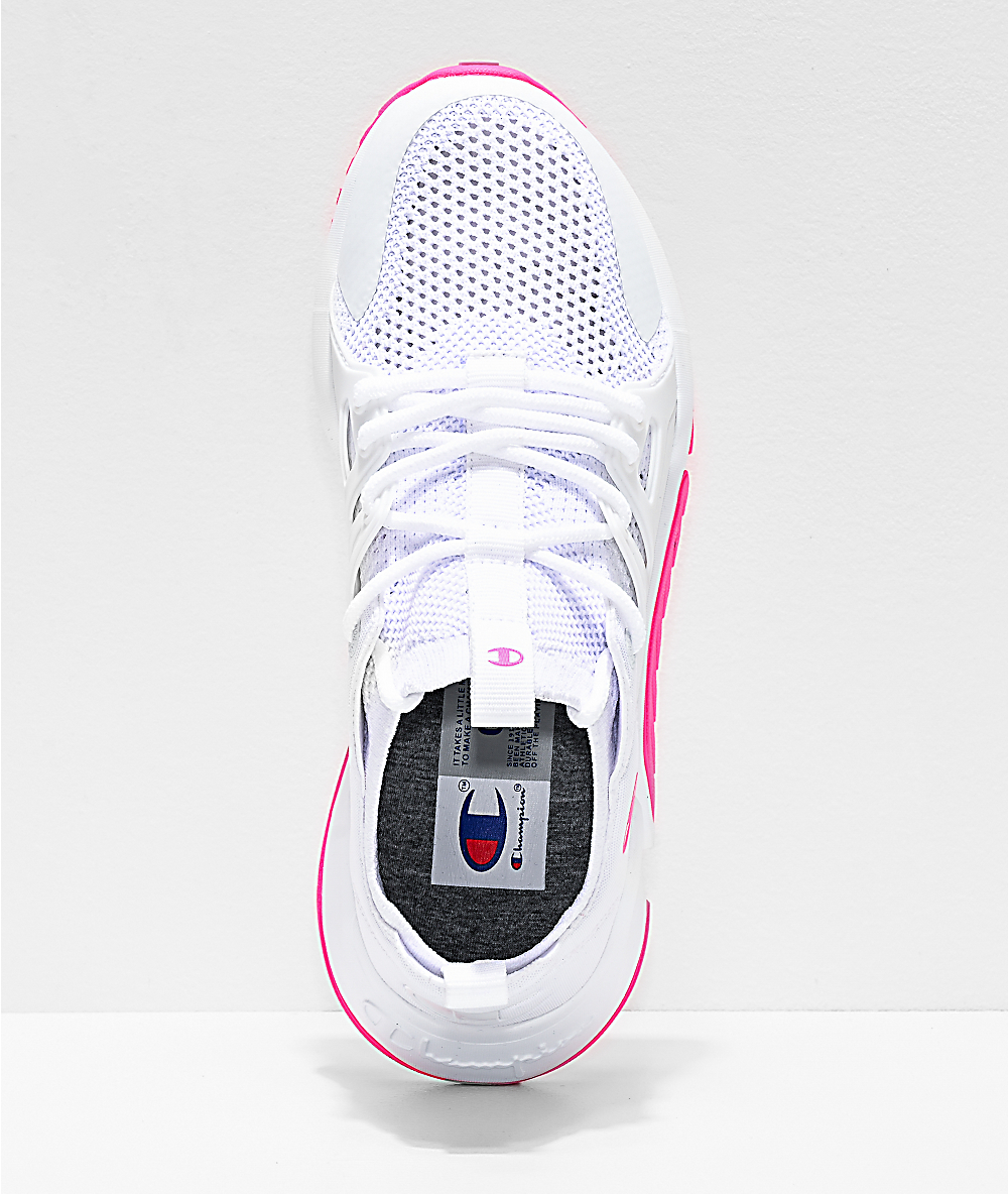 pink and white champion shoes
