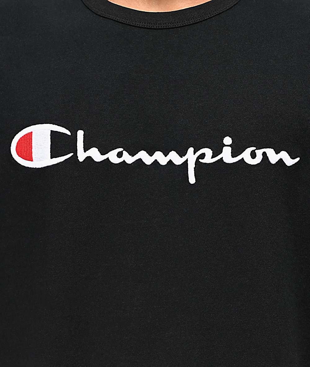 Champion Embroidered Heritage Script Black T Shirt Zumiez