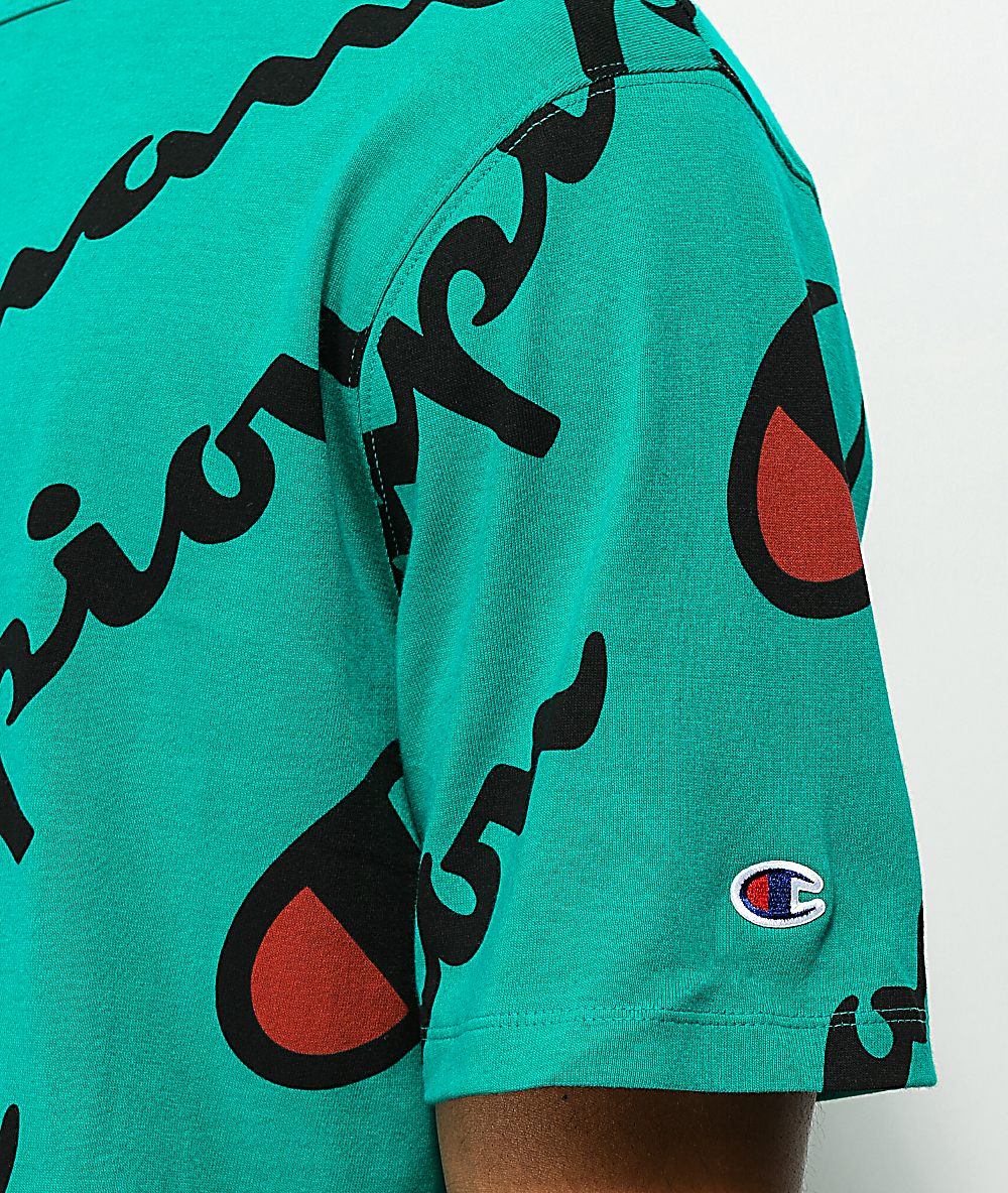 champion shirt teal