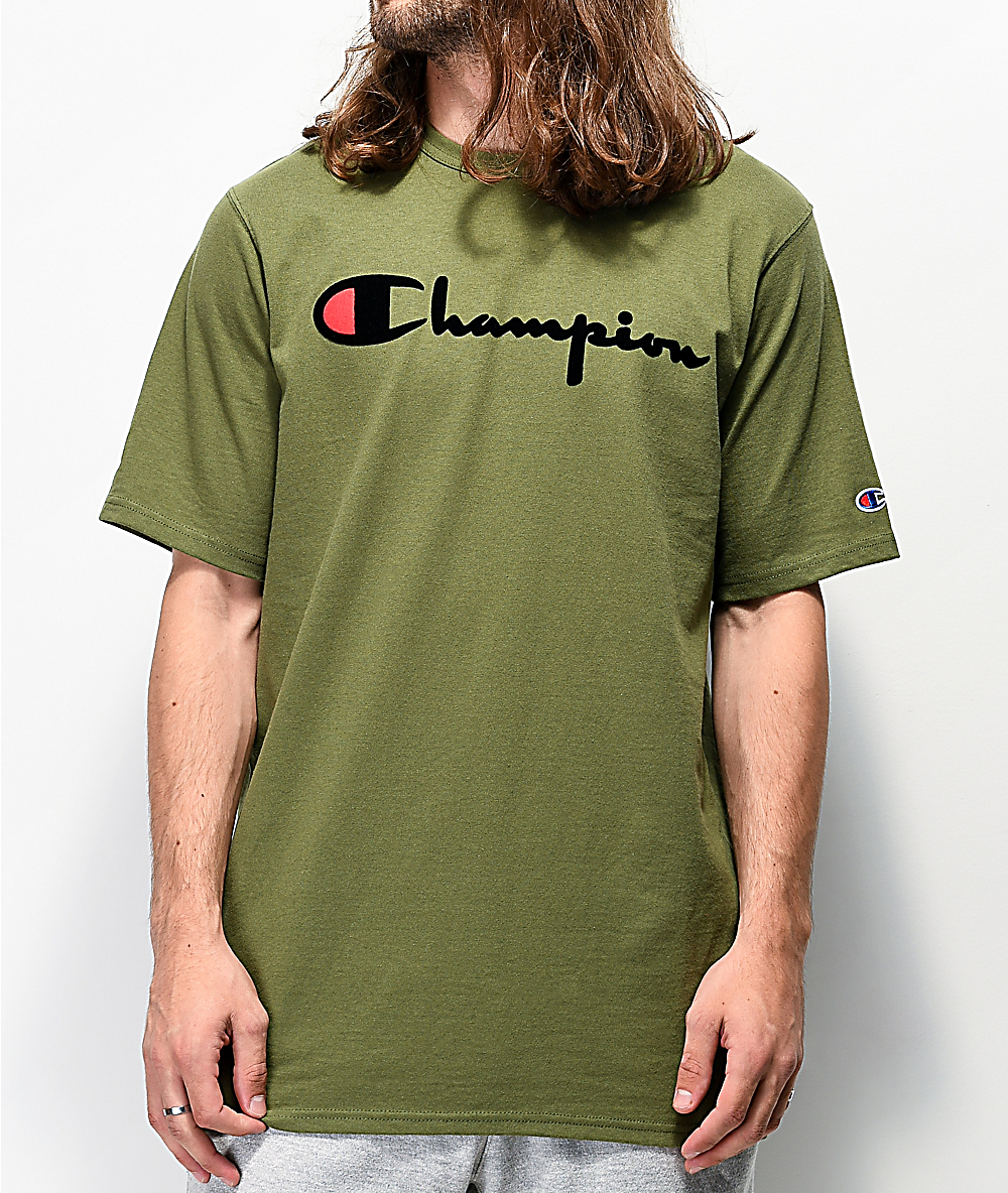 olive green champion shirt
