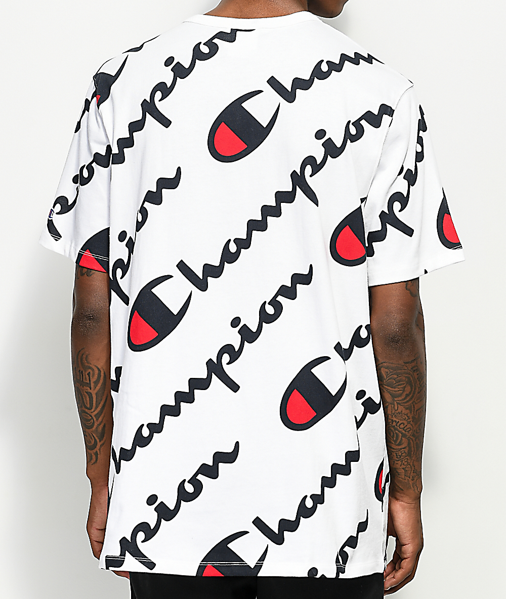 all over script champion shirt