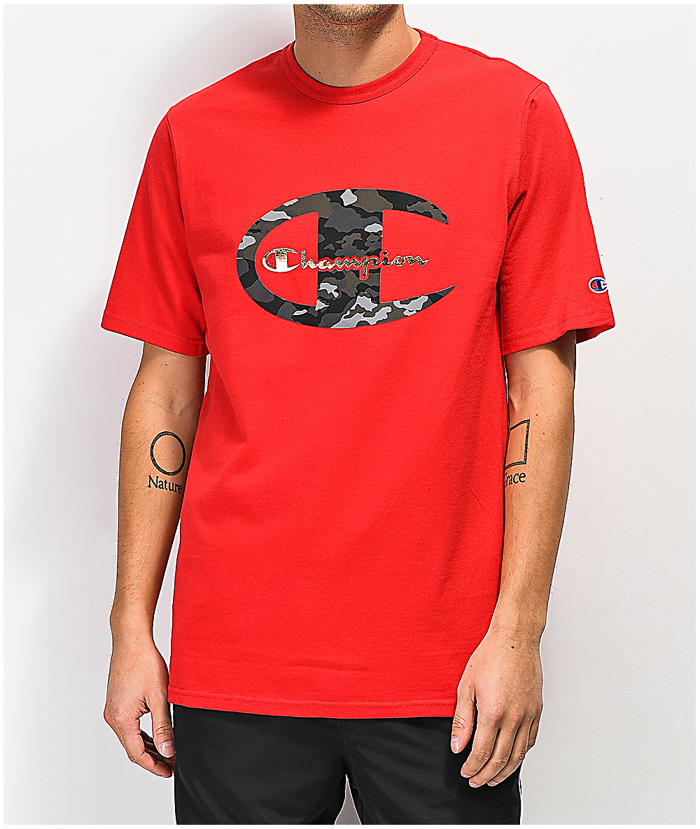 red camo champion shirt