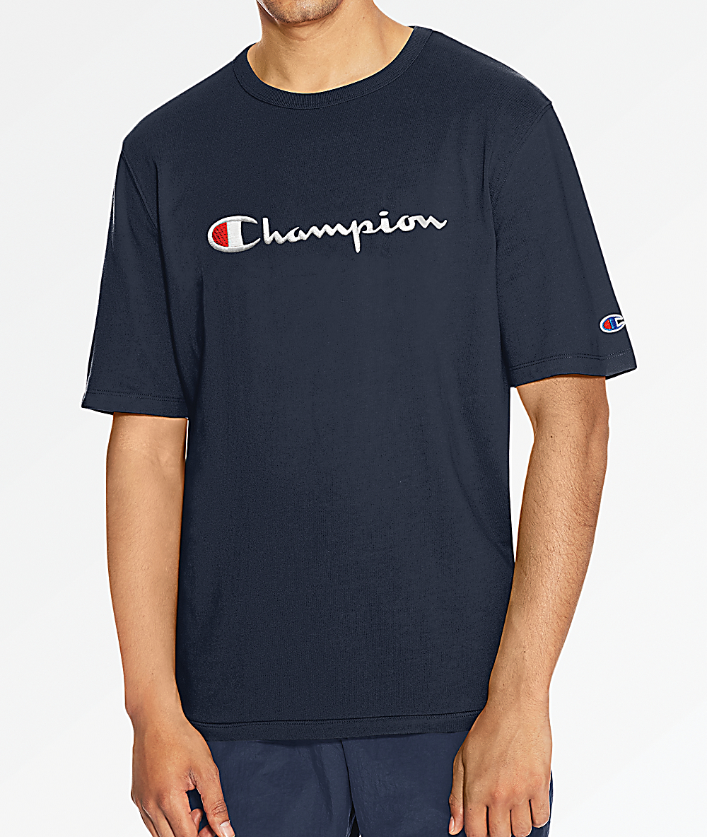 champion t shirt navy blue