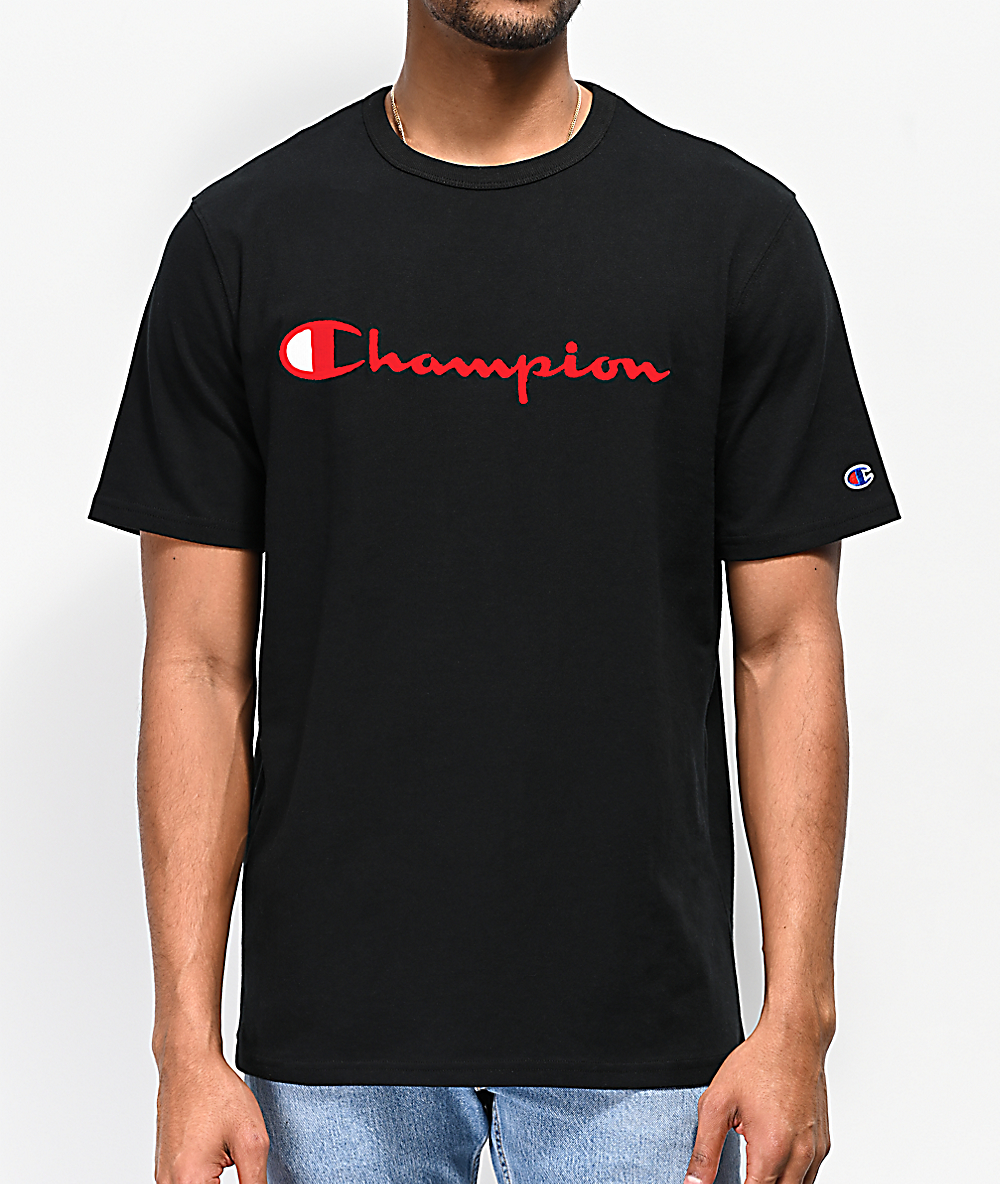 black and grey champion shirt