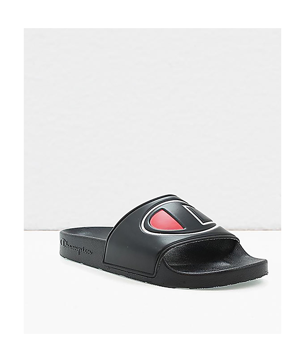 champion ipo black & white slide sandals