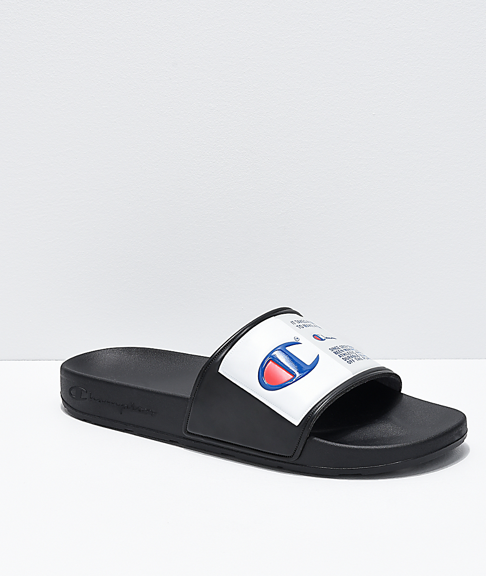 black and white champion slides