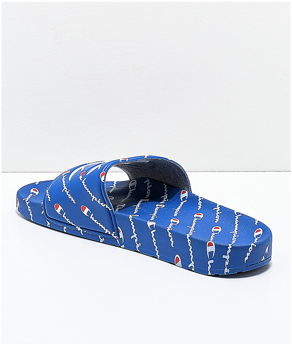 champion ipo repeat blue slide sandals