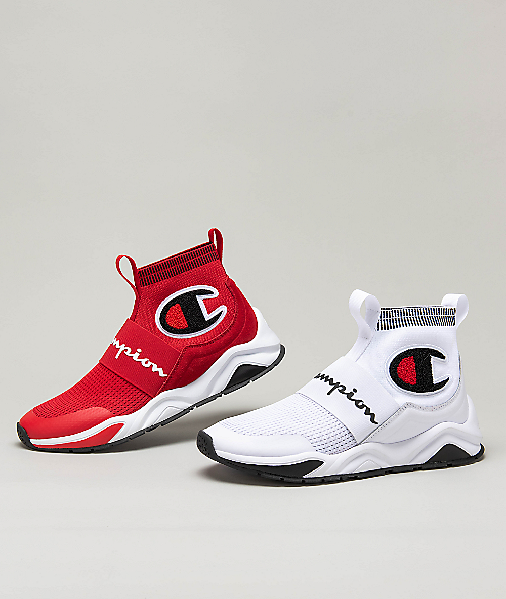 black red and white champion shoes