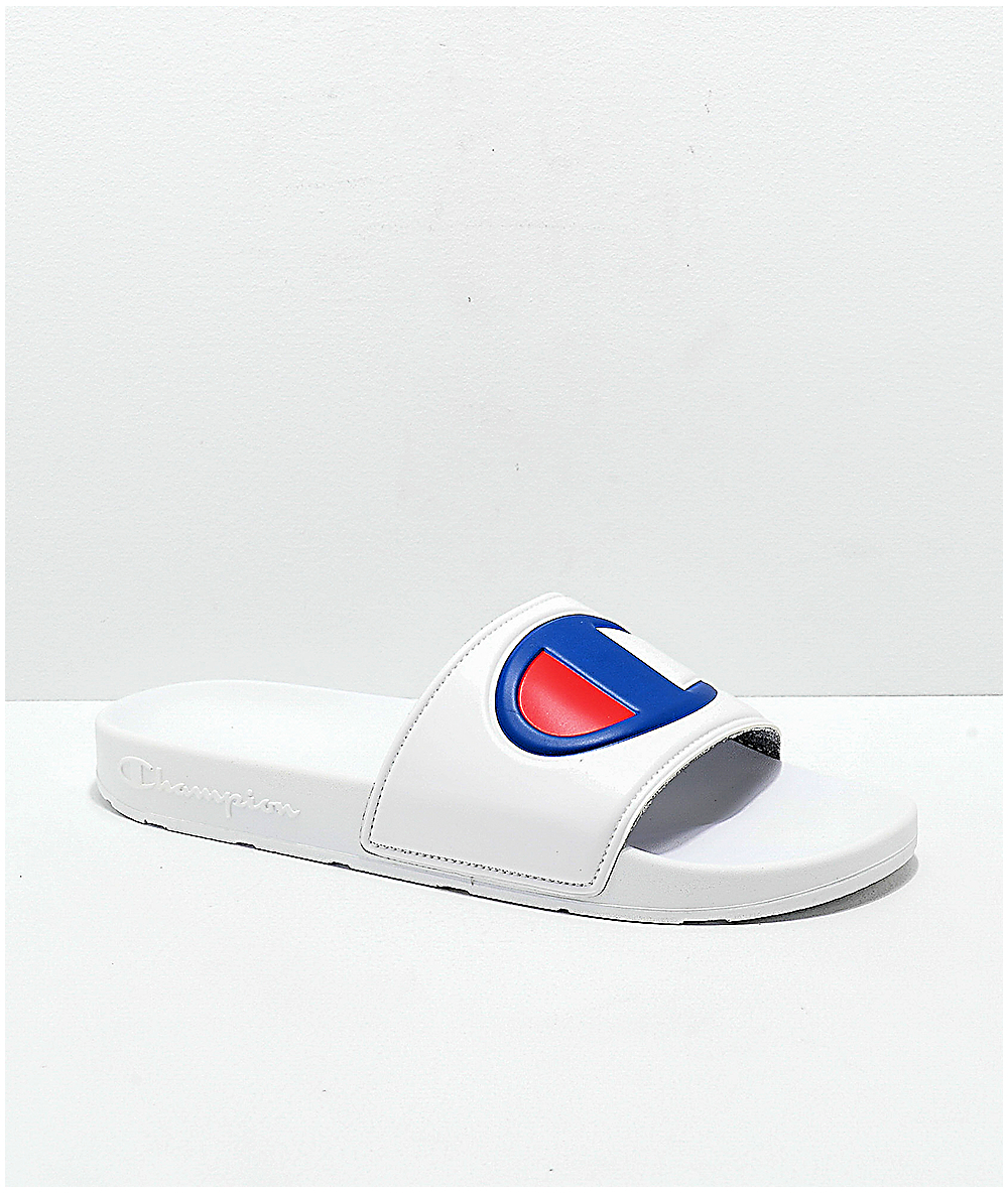 champion big logo monogram slide sandal