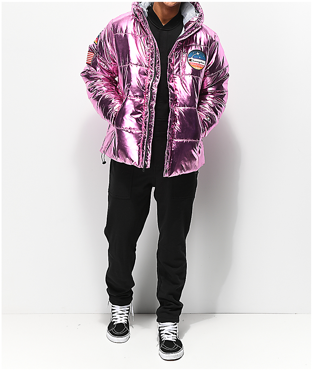champion pink puffer jacket