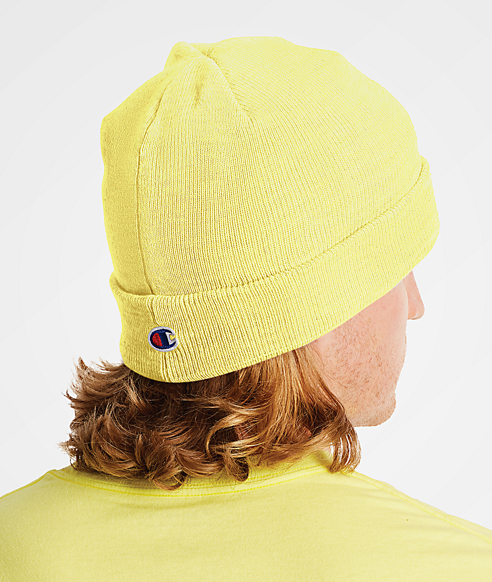 yellow champion beanie