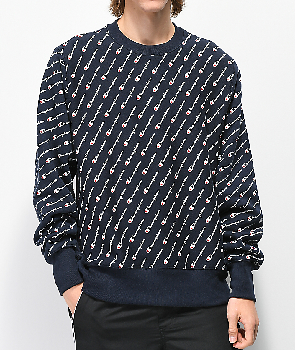 champion all over print crewneck