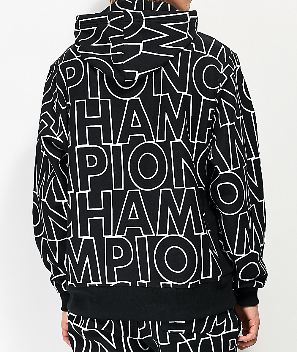 black white champion hoodie