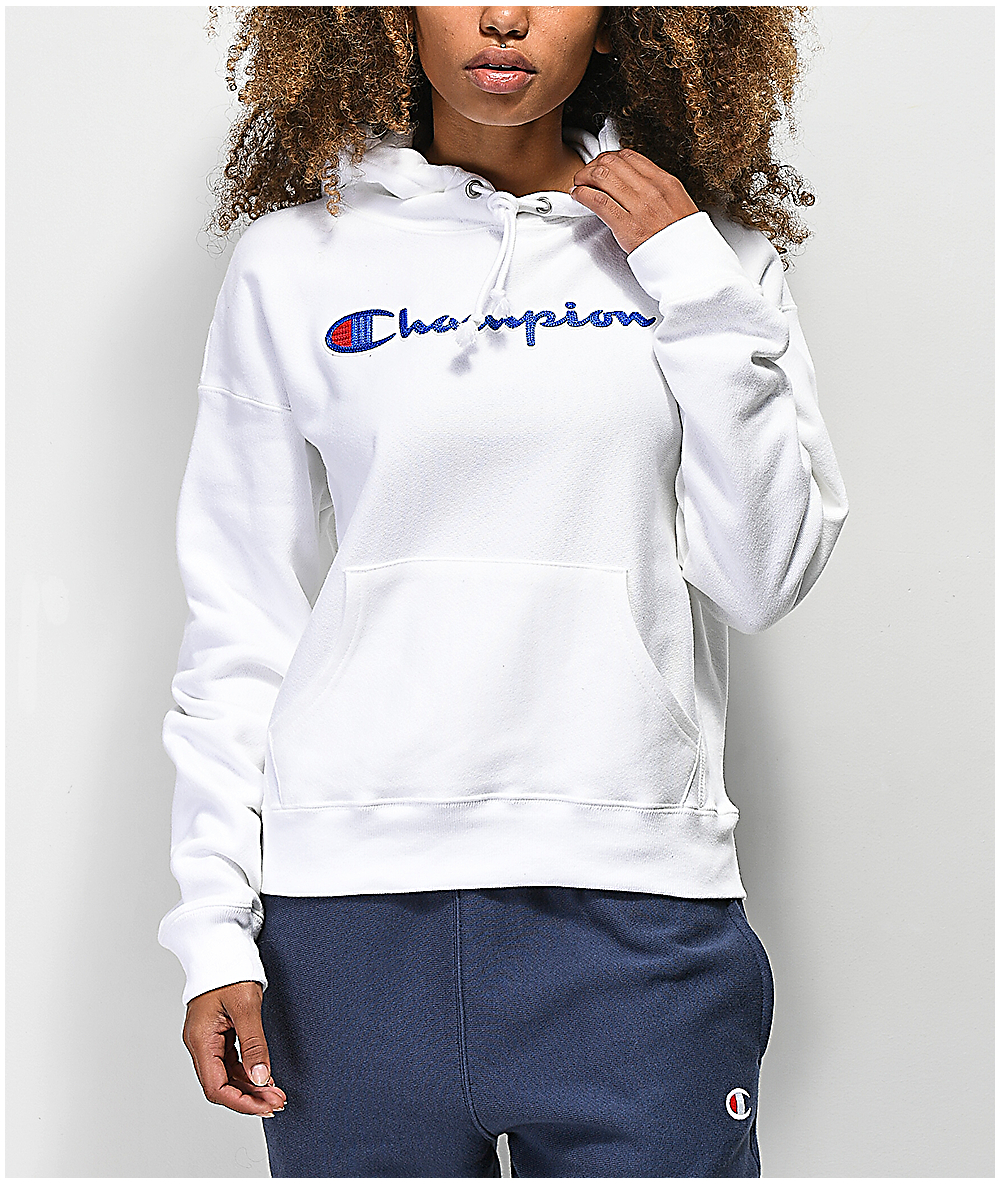 champion chenille embroidered logo hoodie sweatshirt