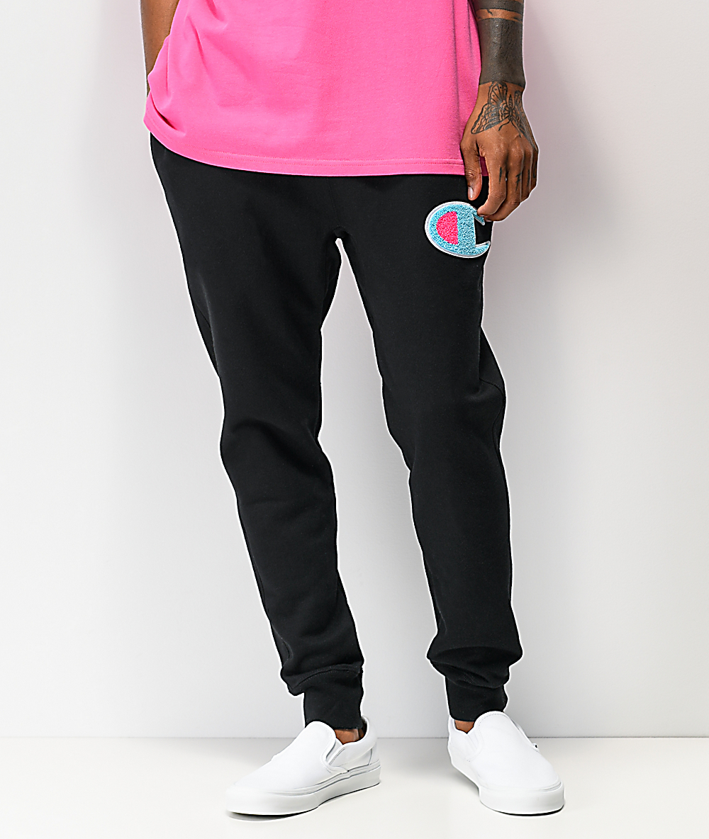 black and pink sweatpants