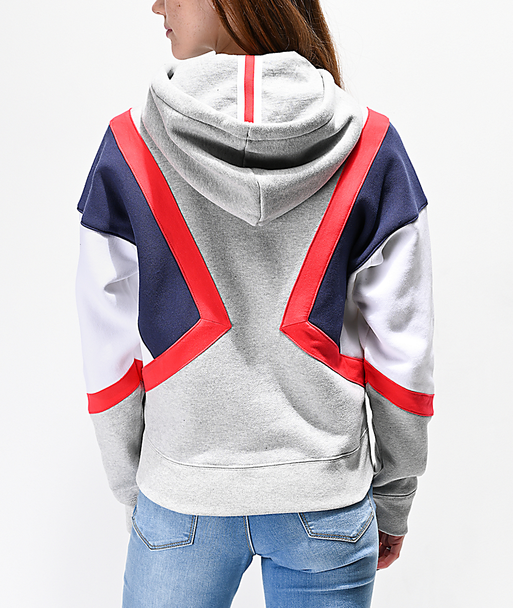 red gray and blue champion hoodie