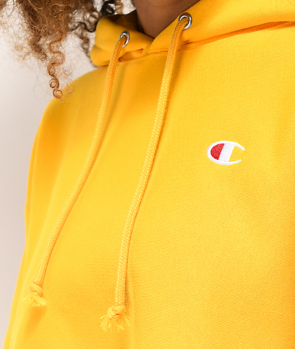 yellow champion hoodie cropped