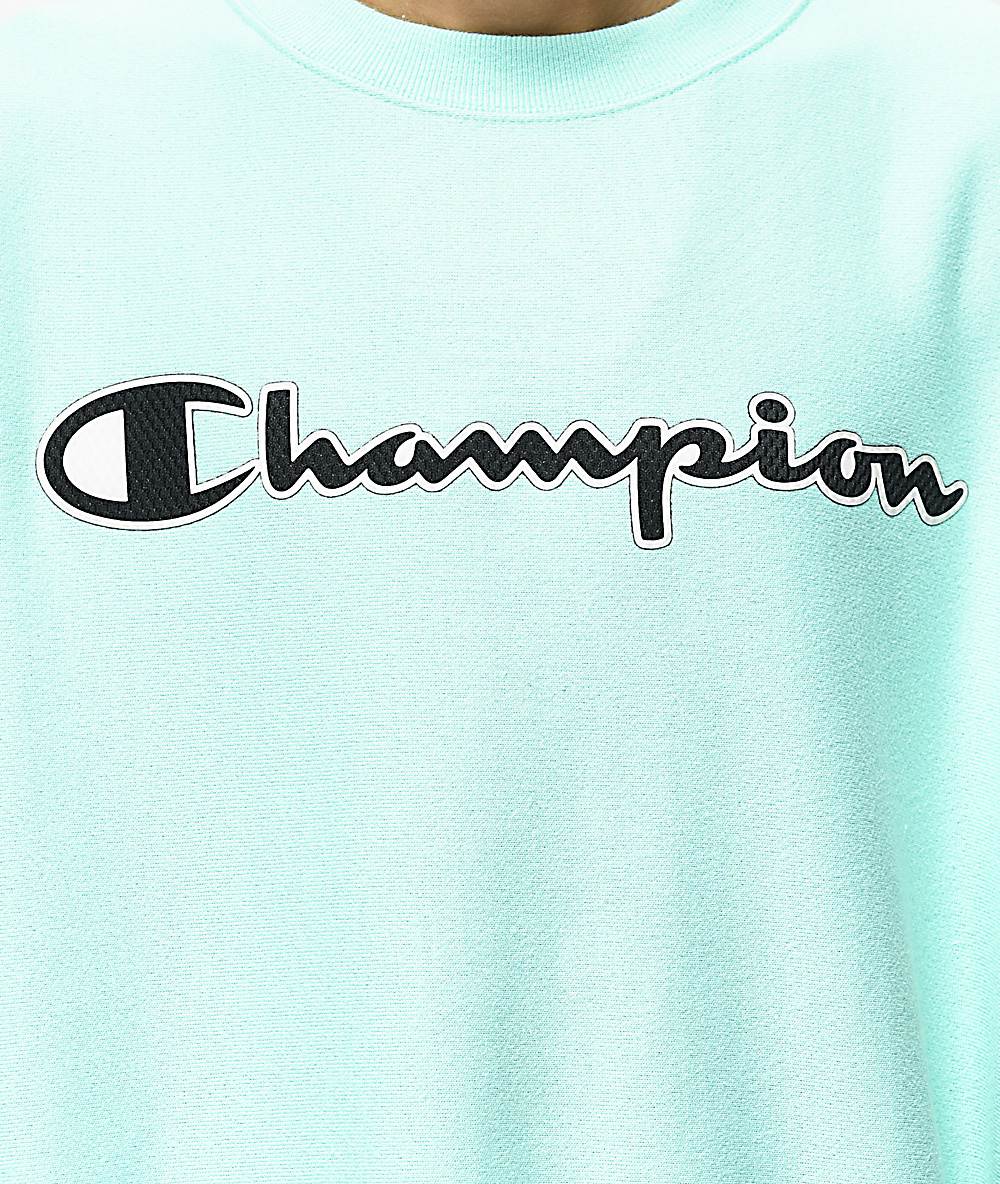 champion reverse weave mesh & leather mint mens hoodie