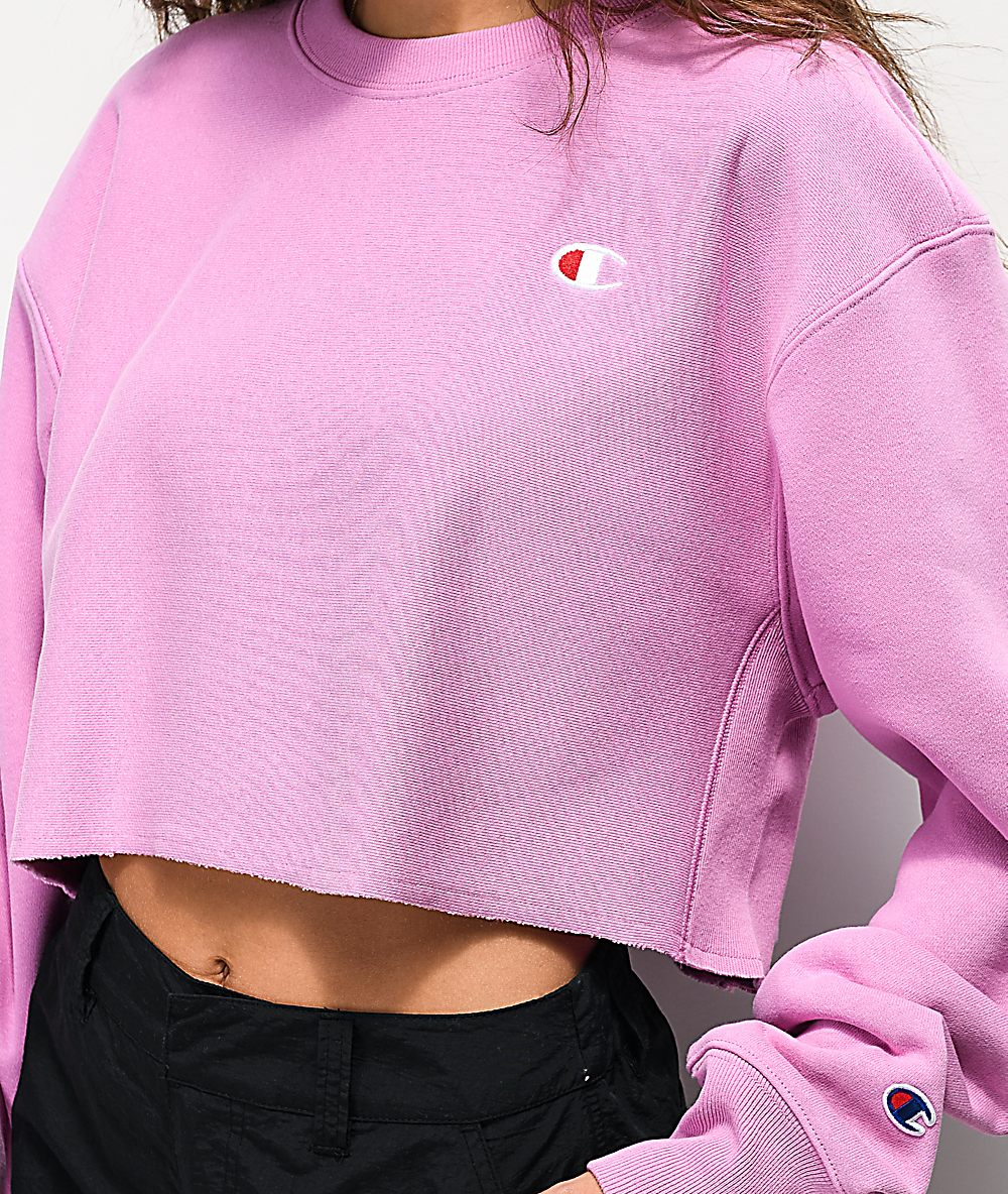 champion black cropped crew neck sweatshirt