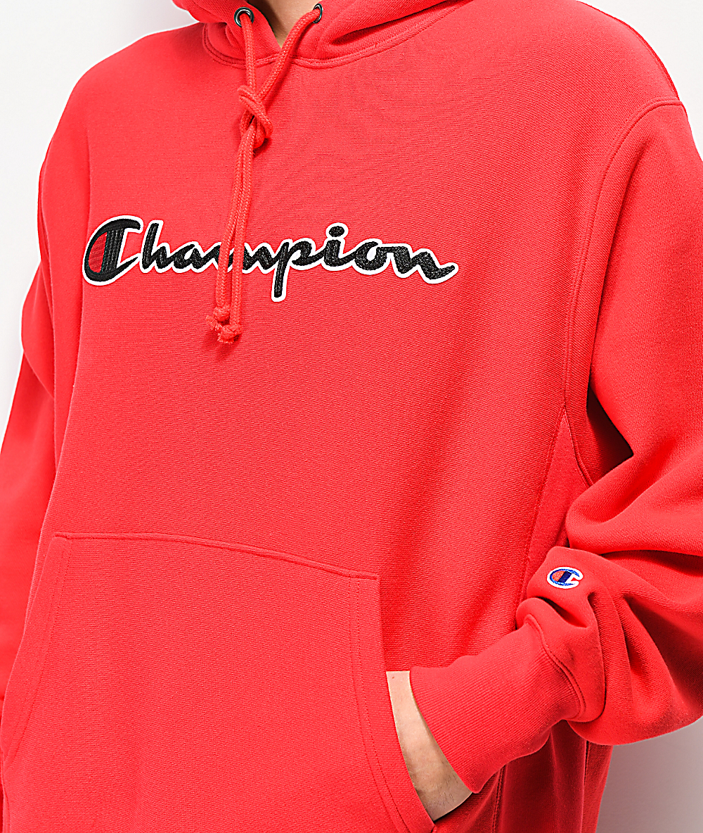 Champion reverse weave red chainstitch hoodie best sale