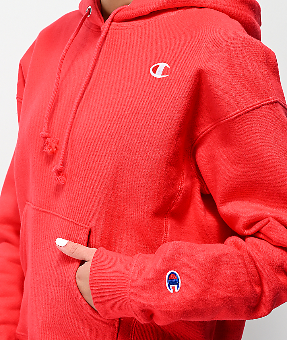champion red spark hoodie