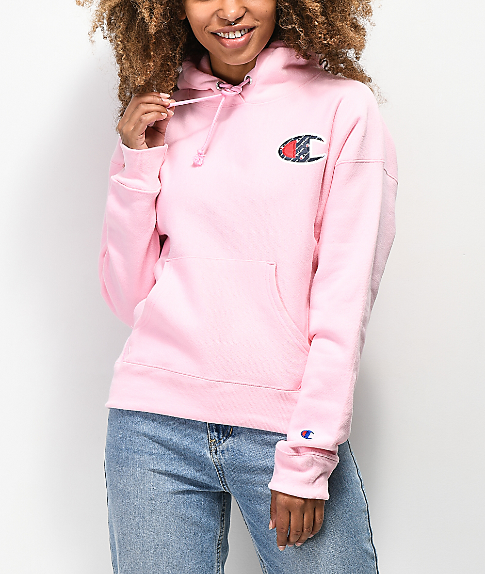 pink champion hoodie zumiez