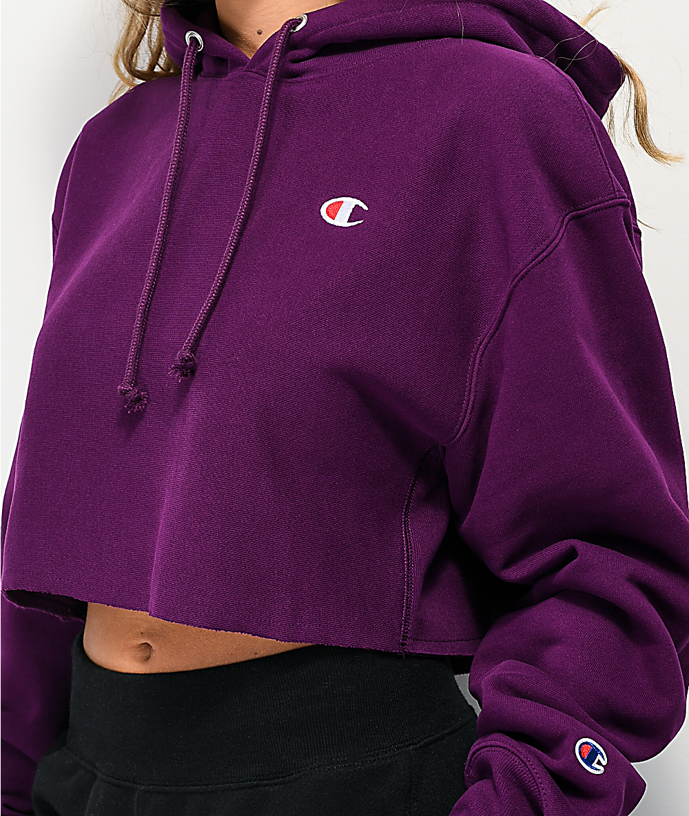 purple crop hoodie