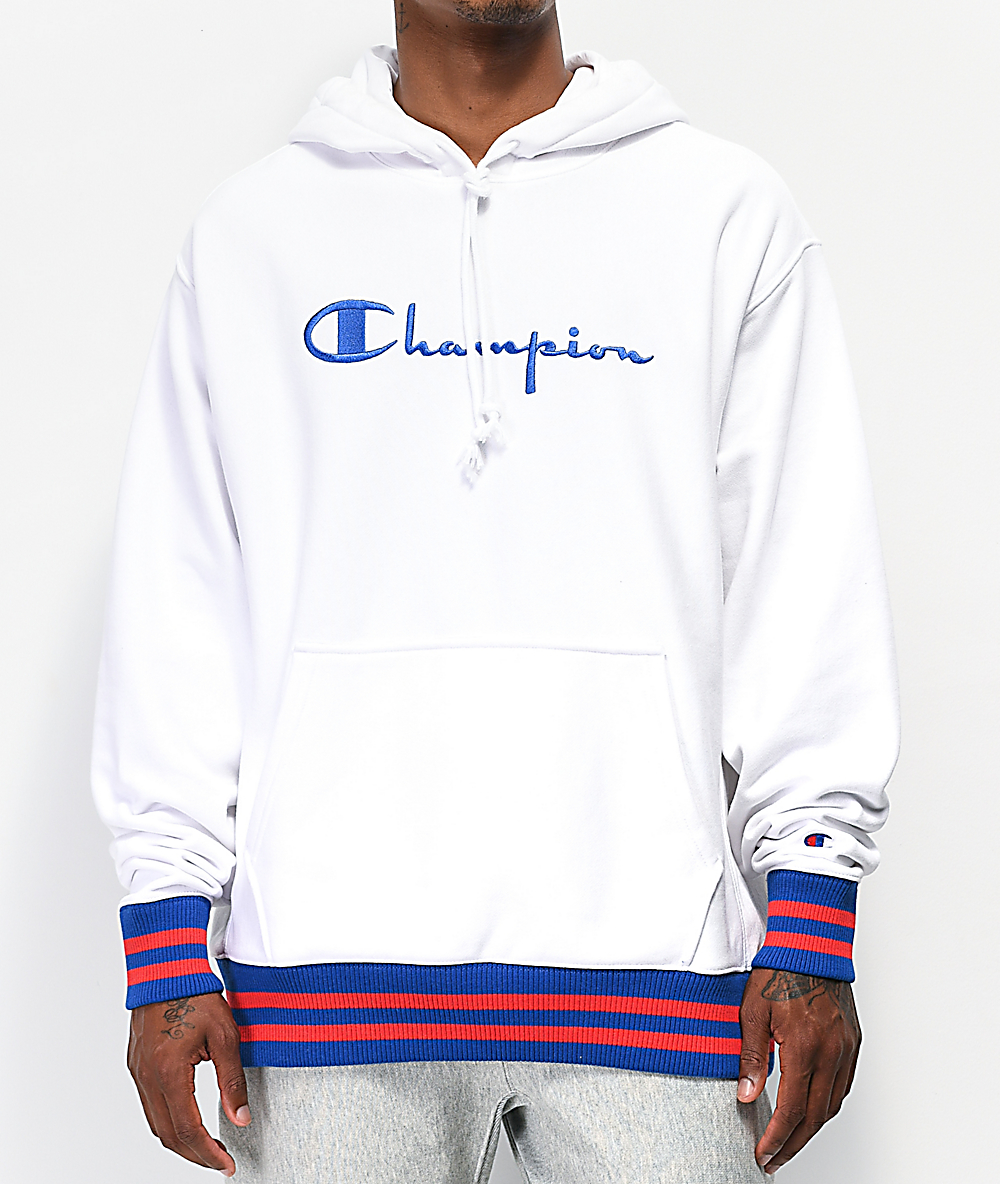 champion hoodie red and white