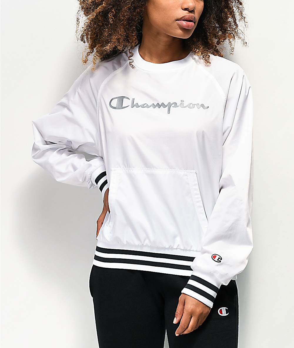 champion white crew neck sweatshirt