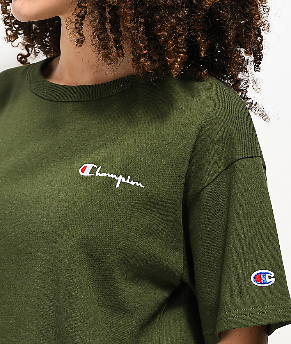 green cropped champion t shirt