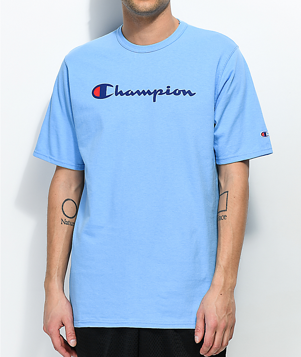 champion light blue shirt